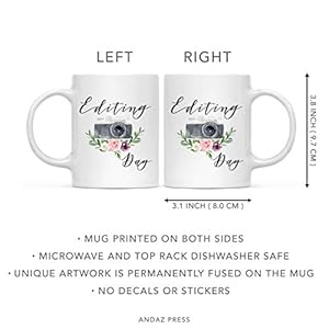 Andaz press photographer 11oz coffee mug gift editing day camera graphic 1 pack photo photography hobby novelty birthday christmas hot chocolate cup  urban country home decor