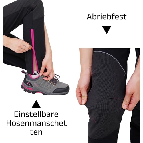 WORK IDEA Damen Outdoor-Hose für anspruchsvolle Wanderungen - Wasserdichtes Material, elastische Passform, Winterwärme, Kontrastfarben-Reißverschlüsse und mehr