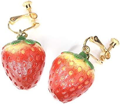 Amazon Partisan 両耳用 イチゴ 苺 ピアス イヤリング レディース オシャレ カワイイ ドロップ ストロベリー 果物 食玩 リアル カフス ねじ式 ベリー イヤリング ピアス 通販