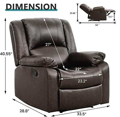 Ryongii Breathable Leather Recliner Chair,Lazy Boy Recliner For Height 5.0-5.6 Feets,Overstuffed Seat And Breathable Fabric Manual Sofa For Living Room,Bedroom(Dark Brown, Single) #TOP1