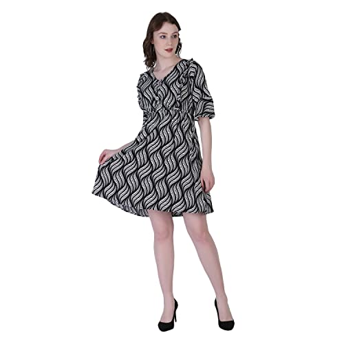 Image of DHRUVI TRENDZ Women's Knee-Length Dress | One Piece Dress for Women | Dresses for Women | Trendi Dress for Women | Dress
