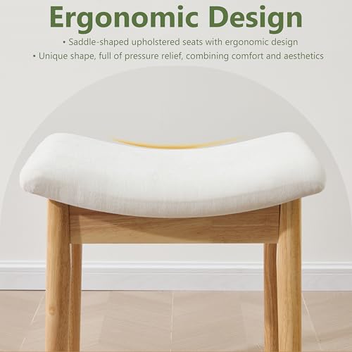 Royal Windsor Vanity Stool with Saddle Cushion, 18 Inch Makeup Vanity Chair for Living Room, Modern Foot Stool Ottoman Piano Bench,Small Upholstered Bench for Bedroom, Beige by Royal Windsor - Image 8