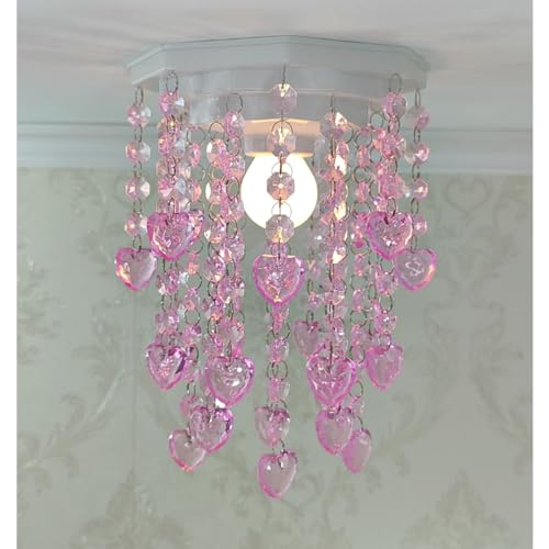Lustre Plafon Decoração de Festa Infantil Tema Corações Rosa Decorar Quarto de Menina 17x25cm