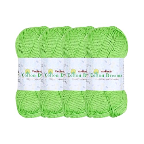 Image of Vardhman 100% Cotton Dreamz Light Weight Natural Thin Yarn | Pack-4 100g | Knitting & Crochet Projects | Soft Natural Yarn | Ideal for Garments, Summer Wear & Accessories | Peach, CJM027 P4