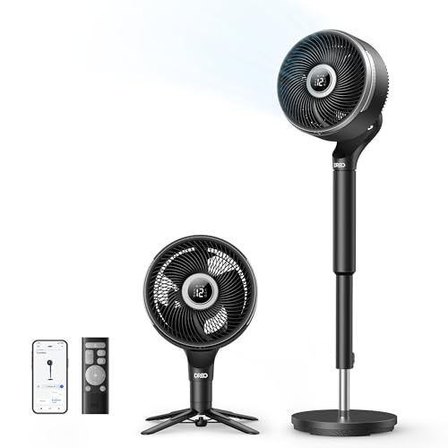 DREO Smart Fan for Bedroom, standing 150° +100° Omni-Directional Oscillating