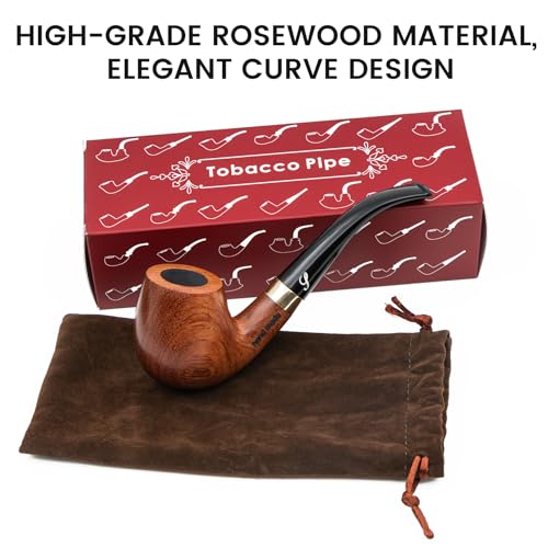 Spiper Smooth Finest (9mm) Bent Billiard Pipe, Quality Handmade Pipe, Svelte Tapered Stem (Red Brown) - Thumbnail 4