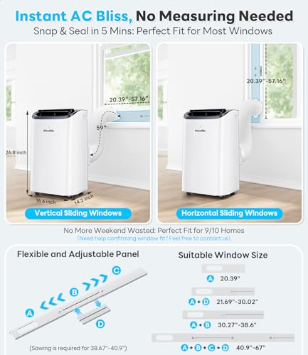 14,000 BTU Portable Air Conditioner Cools Up to 700 Sq.Ft, Auto-Evaporation Low Noise Portable AC Unit with Remote Control Fits for Large Room, Office, Garage, White - Image 8