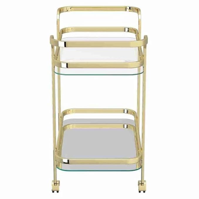 Image of Stainless Steel Trolley for Home with Wheels and Handle 3 Tier Restaurant Mobile Cart for Serving Food Kitchen Trolley Organizer with Gold Finish (Light Gold)
