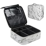 Kosmetiktasche Große Kapazität Make up Tasche Reise Medikamententasche mit Verstellbaren Trennwänden Wasserdicht Kulturbeutel PU-Leder (Marmor)