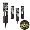 PUMPSUN 4Pack Solar Pathway Lights Outdoor, Landscape Lighting Dust to Dawn Solar Lights for Garden Decor, Metal Path Lights Solar Powered Lights for Yard Lawn Patio Walkway Warm Yellow