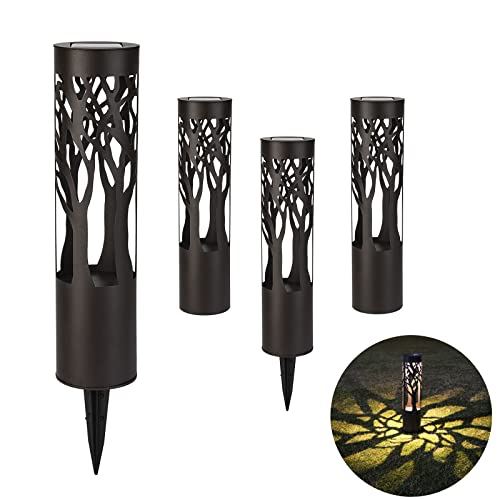 PUMPSUN 4Pack Solar Pathway Lights Outdoor, Landscape Lighting Dust to Dawn Solar Lights for Garden Decor, Metal Path Lights Solar Powered for Yard Lawn Patio Walkway Warm Yellow by PUMPSUN - Used condition - US$62.61