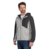 Reebok Mens Full Zip Hooded Sweater Fleece Jacket, Grey, L