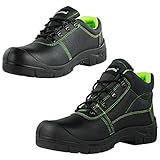 SAFETYTEX Sicherheitsschuhe S3 Stahlkappe Leder Arbeitsschuhe schwarz Schnürstiefel Halbschuhe leicht ergonomisch rutschhemmend, Halbschuh, 41