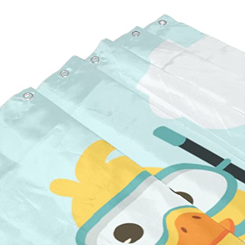 Lovetar Cute Duck Kids Shower Curtain Washable Waterproof Fabric Cartoon Funny Shower Curtains Bath Set For Bathroom With Hooks Decor Art - 72"X72" #TOP1