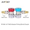 Aupoko AC R134A Adapters Quick Couplers with Can Tap Valve Kit, Adjustable R134A Adapter Fittings Quick Coupler, R134A Can Tap Valve Refrigerant Dispenser with Tank Adapter and Valve Core Remover Kit #2