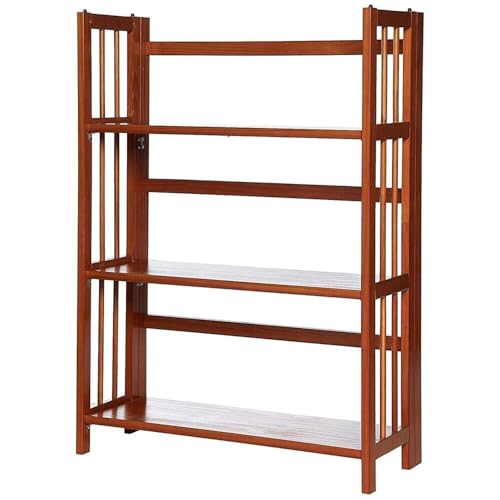 HomeStock 3-Shelf Stackable Folding Office Wood Furniture Bookcase, Contemporary Home and Office Furniture, Sturdy Wooden Shelving Storage Honey Oak/27.5 Inch