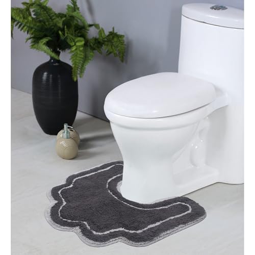 Home Weavers Allure Collection s U Shaped,Extra Thick, Non-Slip Contour Mat for Bathroom,100% Cotton Soft, Absorbent Water, Machine Washable, 20 Inch U Shaped Rug, Dark Grey