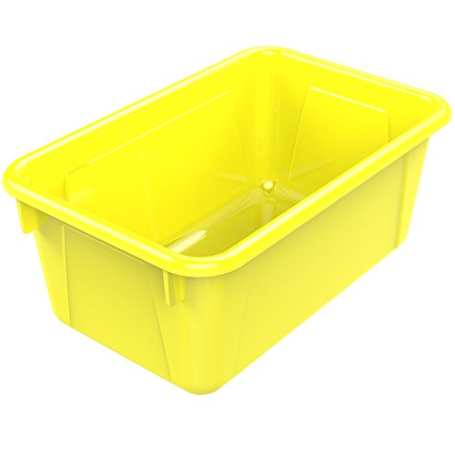 Image of Storex Small Cubby Bins, Pack of 5, 12.2 x 7.8 x 5.1 Inches, Yellow (62410U05C)