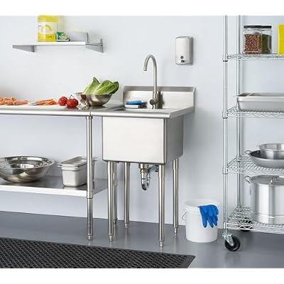 Trinity 21.5 in. W x 24 in. D x 49.3 in. H Stainless Steel Utility Sink THA-0303