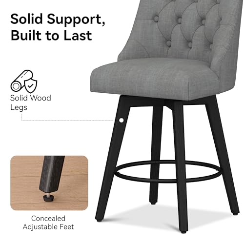 Image of 26 inch Counter Height Swivel Bar Stools, Set of 2, Flint Grey