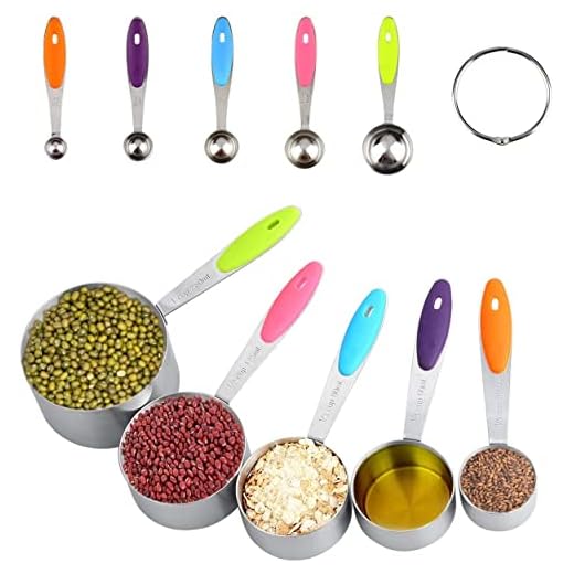 Uten 10PCS Cucharas Medidoras Herramientas de Cocina Cucharas Inoxidable de Medición Grados Cuchillo