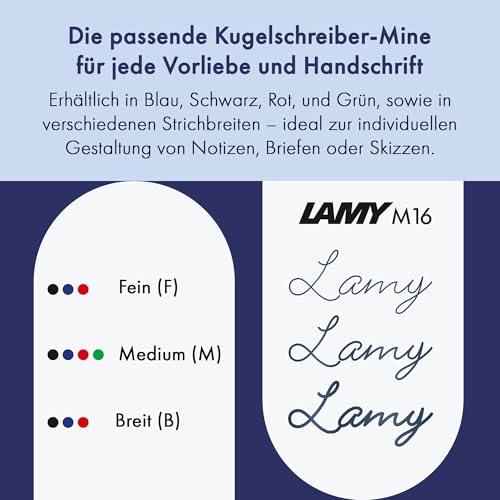 LAMY M16 2er Set Kugelschreiber-Großraummine aus Metall - Original Ersatzmine für alle Lamy Kugelschreiber Modelle - dokumentenecht - Strichbreite Fein in Tintenfarbe blau