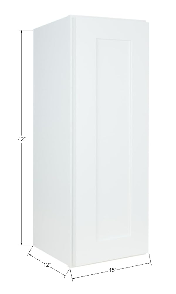 Hollywood Fabiani Design Wall Kitchen Cabinet 15 in. W x 12 in. D x 42 in. H in Shaker White Ready to Assemble by HOLLYWOOD DESIGN - Image 5