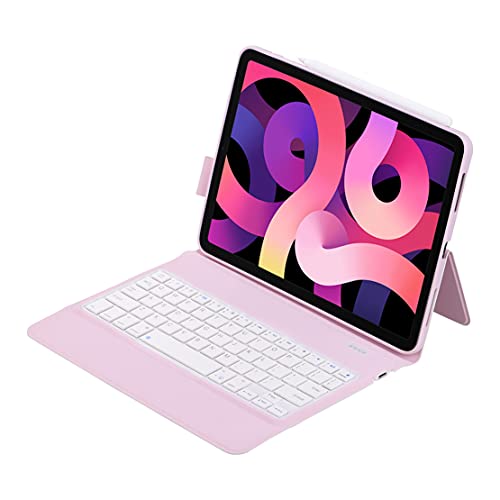 Teclado Bluetooth para iPad Pro Air 4/iPad Pro 11 2018 2020 2021 con soporte de ranura para bolígrafo Cubierta de TPU duradera (para iPad Pro11 2021, rosa)