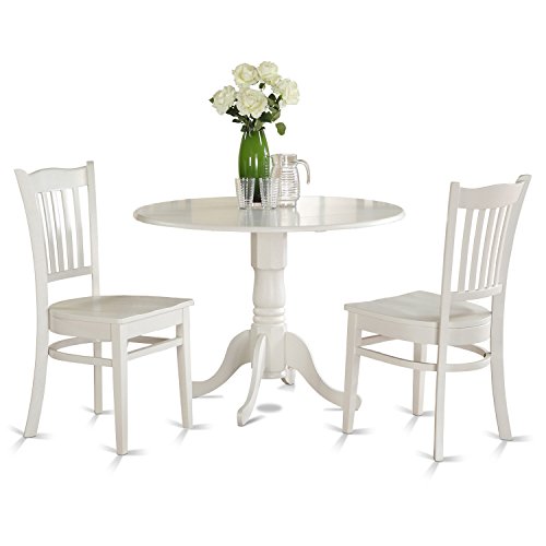 3 Pc Small Kitchen Table Set-Kitchen Table And 2 Kitchen Chairs Dlgr3-Whi-W #TOP1