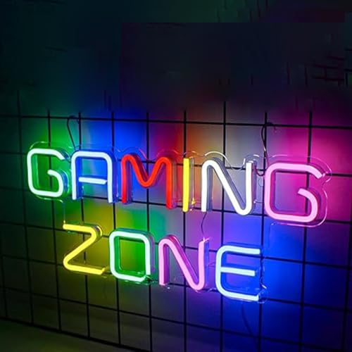 Image of LED Game Sign Game Zone Neon Signs Gaming Room Wall Art Decor Man Cave Lights Signs Gamer Home Bedroom Decoration USB Powered Brightness Adjustable