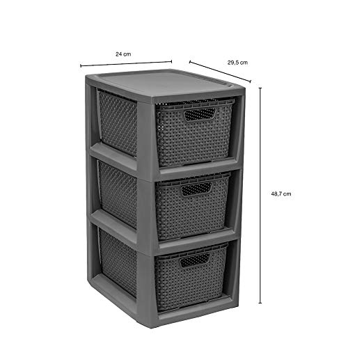 BranQ - Home essential 5901098172523 Plank in rotan design, kunststof PP, Antraciet, 29,5x24x48,7 cm - Image 3