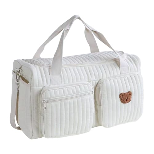 Quilted Diaper Bag Large Cute Duffle Bag for Women (Bear)