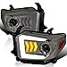 Spec-D Tuning Smoke LED & Sequential Turn Signal Projector Headlights Compatible with 2014-2021 Toyota Tundra, Left + Right Pair Headlamps Assembly