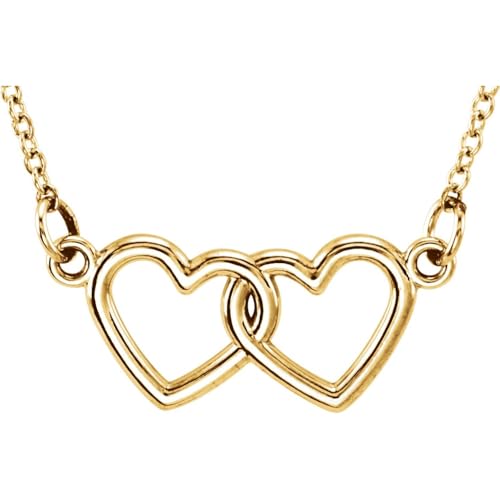 Auriga Fine Jewelry 18K Yellow Gold Vermeil Tiny Posh Vermeil Double Heart Pendant Necklace 16-18'