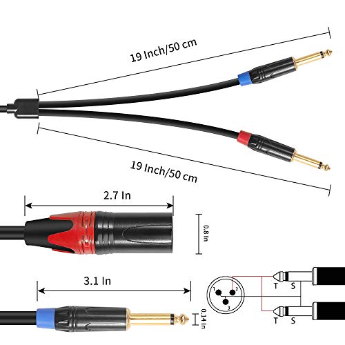 Disino D-2X635-XLRM-300 Dual 1/4 Inch To Xlr Male Y Splitter Cable,Male Xlr To Dual 6.35Mm Ts Mono Plug Microphone Audio Converter Adapter thumb #2
