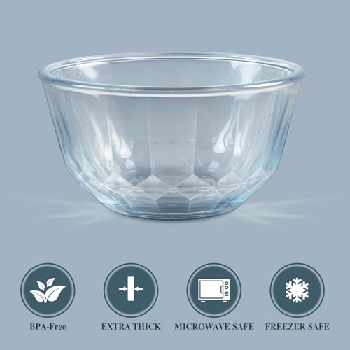 Freshmage 6 Pack Soup/Cereal Bowls Set, Extra Thick And Anti Resistant, 26Oz Round Glass Diamond Cutting Kitchen Bowls thumb #3