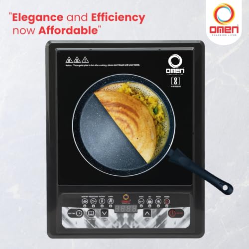Image of Omen Changing Lives OM 28, 2000W Induction Cooktop for Kitchen | Push-Button Operation | Digital Display | Fast Heating Technology | 7 Preset Functions | BIS Certified | 1-Year Warranty
