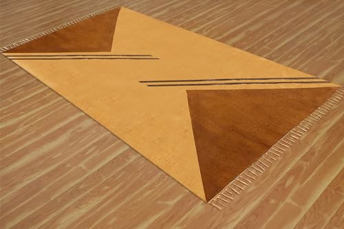 Alfombra de algodón de tejido plano CASAVANI lavable marrón 5