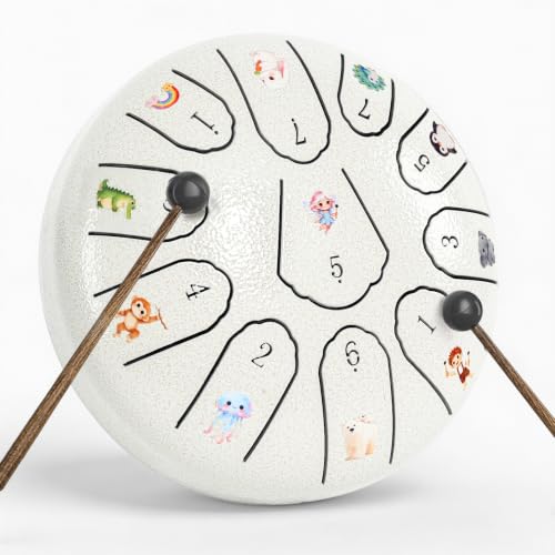 Steel Drum 6-Inch 11-Note, Rain Drum for Outside Garden, C Major Kids Steel Tongue Drum with DIY...