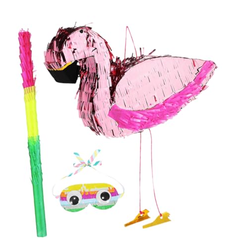 CIMAXIC 1 Set Flamingo with Blindfold Stick Tropical Party Supplies for Summer Birthday Celebrations Fun Decoration for Birthday Parties Showers More