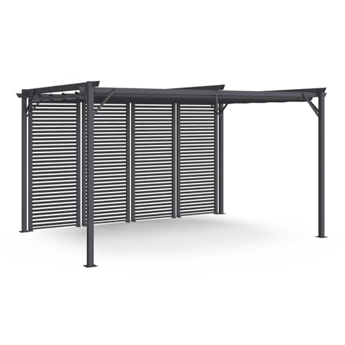 IDMarket – Pergola Edición Colector Pergola Techo retráctil 3 x 4 M 4 caras modulares, Gris Antracita