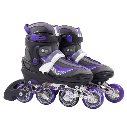 Chicago Inline Roller Skates for Kids – Durable, Top Performance Indoor/Outdoor Use Roller Blades for Girls & Boys with Breathable High-Top Boots, 70mm Urethane Wheels & ABEC-3 Bearings