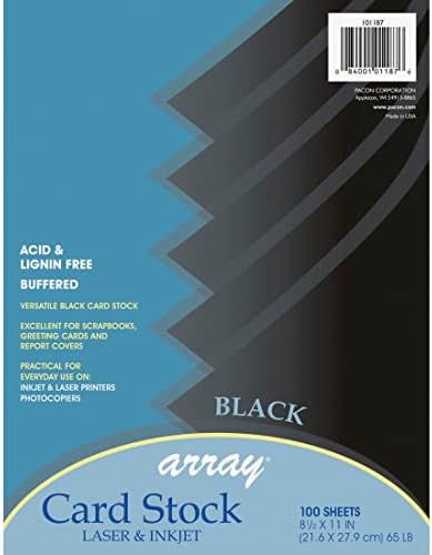 Pacon Card Stock, Classic Black, 8-1/2" x 11", 100 Sheets