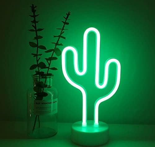 LINJIA Letrero de neón, luz nocturna LED con base USBbatería, luces de neón de cactus con base, para decoración de dormitorio, sala de juegos, bar,