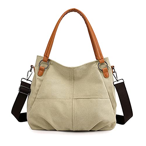 Sac à bandoulière en toile femme grand volume kaki - Besace fourre-tout