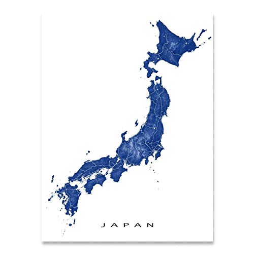 Japan Map Poster 24X36, Japan Wall Art Print 8X10, Handmade Topographic Japan Decor For Home, Country Map Of Japan Souvenir Gifts By Maps As Art #TOP1