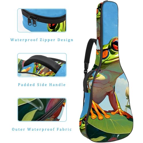 Sac pour guitare coloré avec motif floral et grenouille mignonne