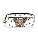 Produktbild KKLDOGS Federmäppchen mit Jack Russell Terrier und Hund, lustiges Federmäppchen, Leder, Make-up-Tasche, Schreibwaren, Stifttasche, Reise, kleine Kosmetiktasche