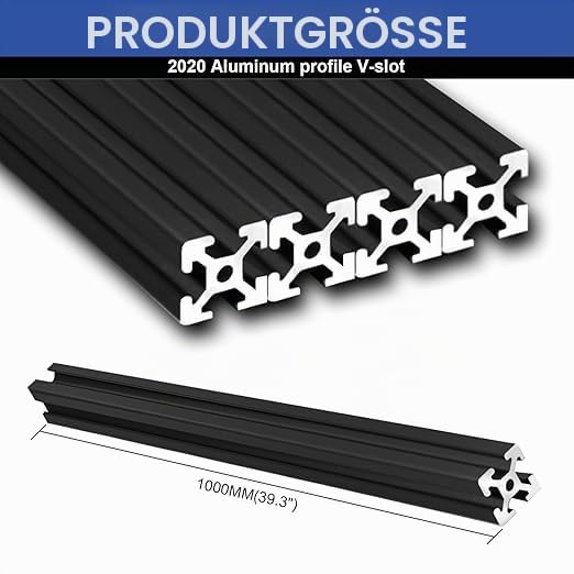 4 Stück 1000 mm 2020 V Typ Schwarz Europäischer Standard Eloxierte Linearschiene aluminiumprofile Extrusion,für DIY 3D Drucker und CNC Maschinen