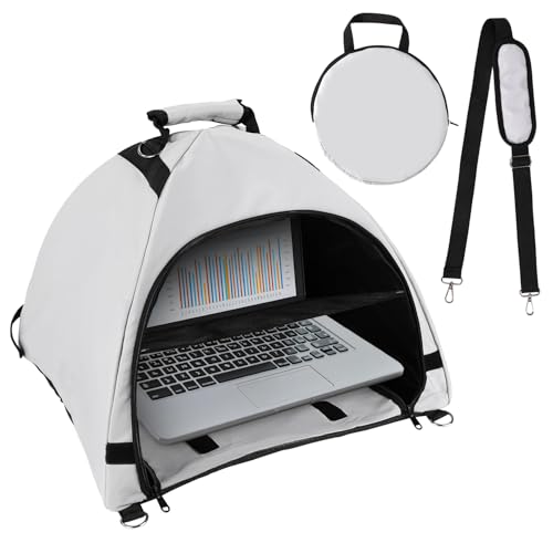 Laptop Tent, Portable Laptop Sun Shade Waterproof Fabric Computer Privacy Screen Hood for Working Outside Glare Shield & Heat Reflective Awning Convertible Tote for Outdoor
